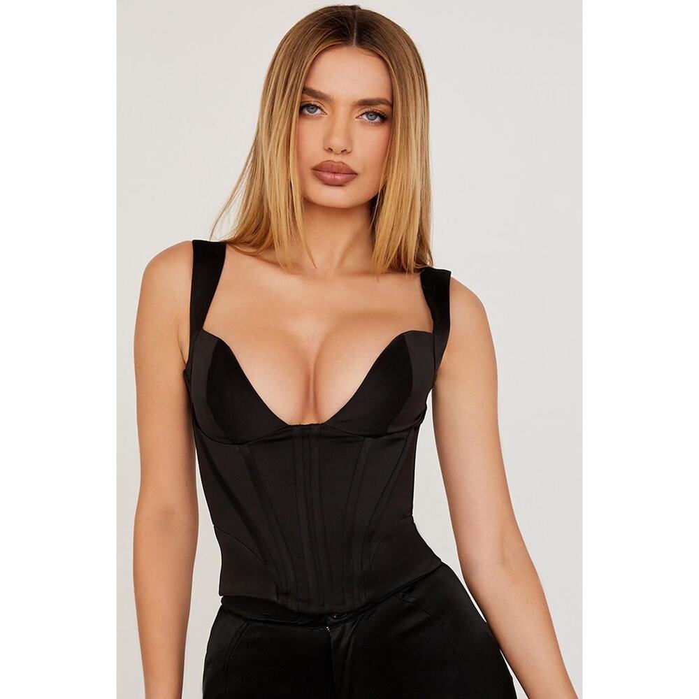 HOUSE OF CB Rafa Satin Longline Corset Top Size Large - Picture 2 of 12
